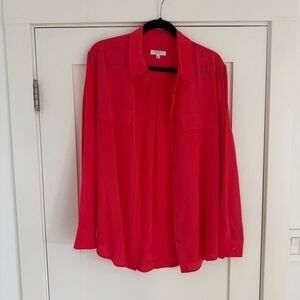 Equipment Bright Pink/Coral/Red Blouse